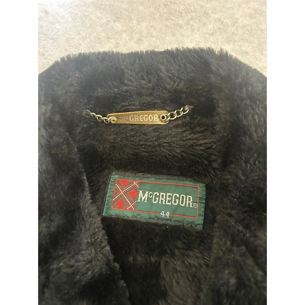 McGregor Wool Car Coat Mens 44 Gray‎ Faux Fur Lined Vintage 60s 70s Warm XL